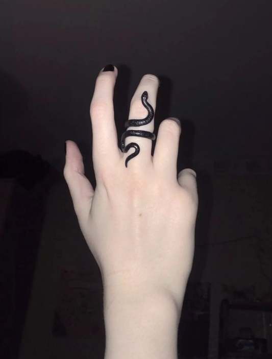 Black snake wrap around ring, gothic alternative aesthetic ring