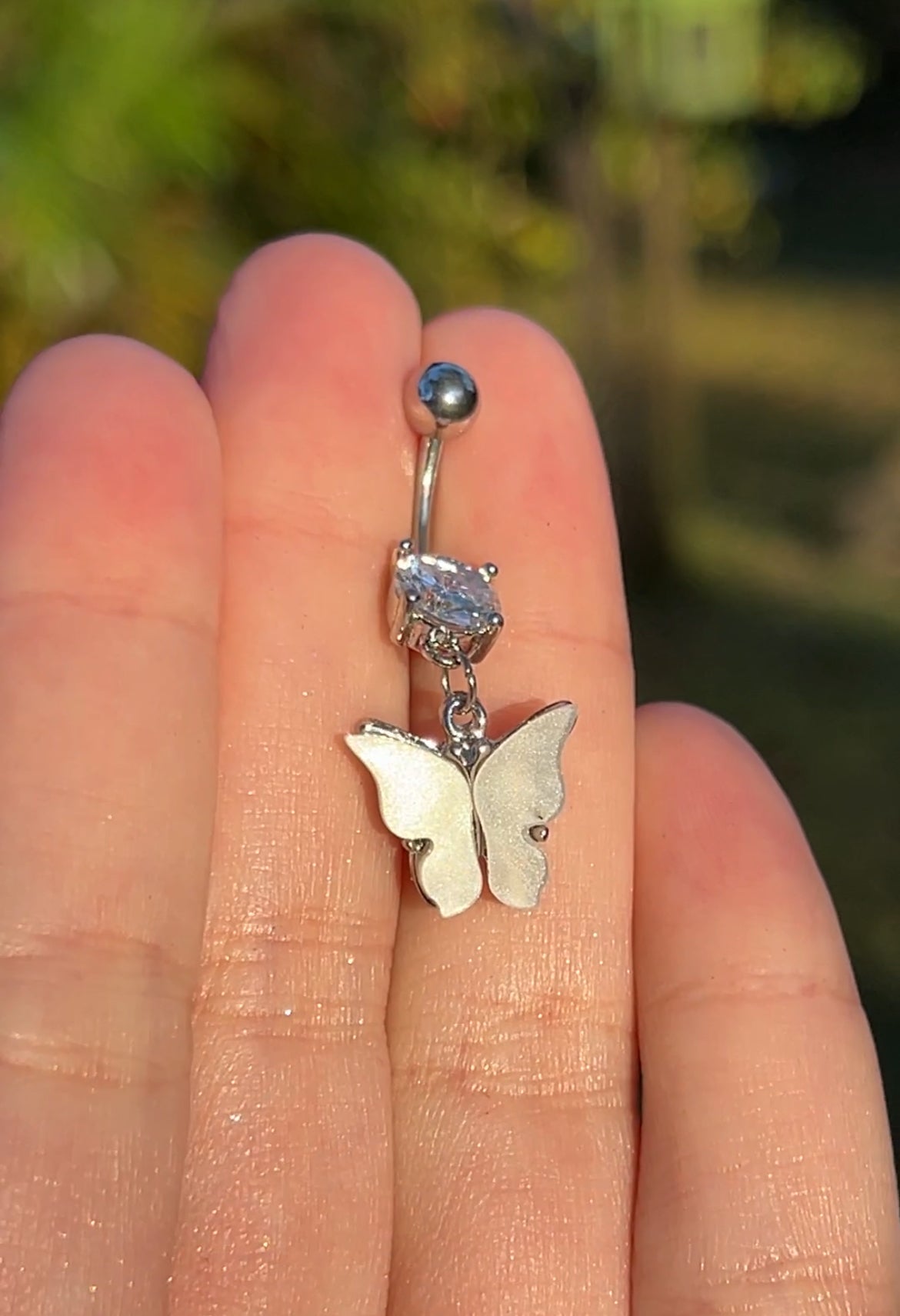 Pearlescent Butterfly Belly Ring