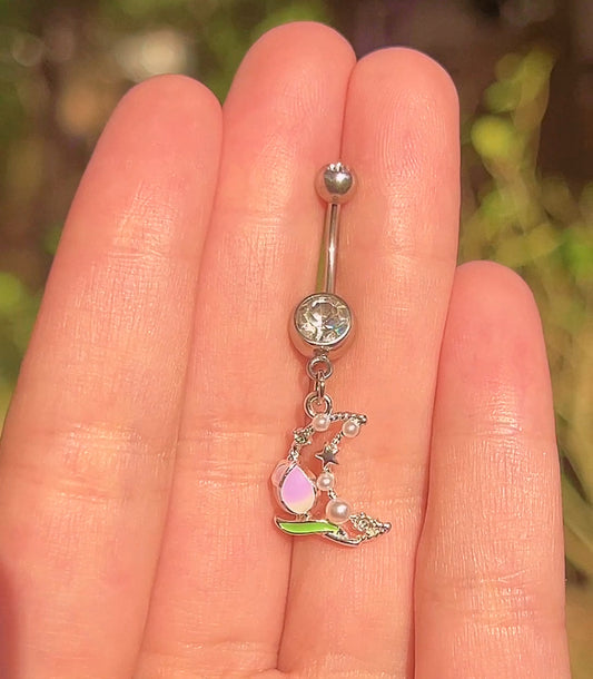Floral Moon Belly Ring