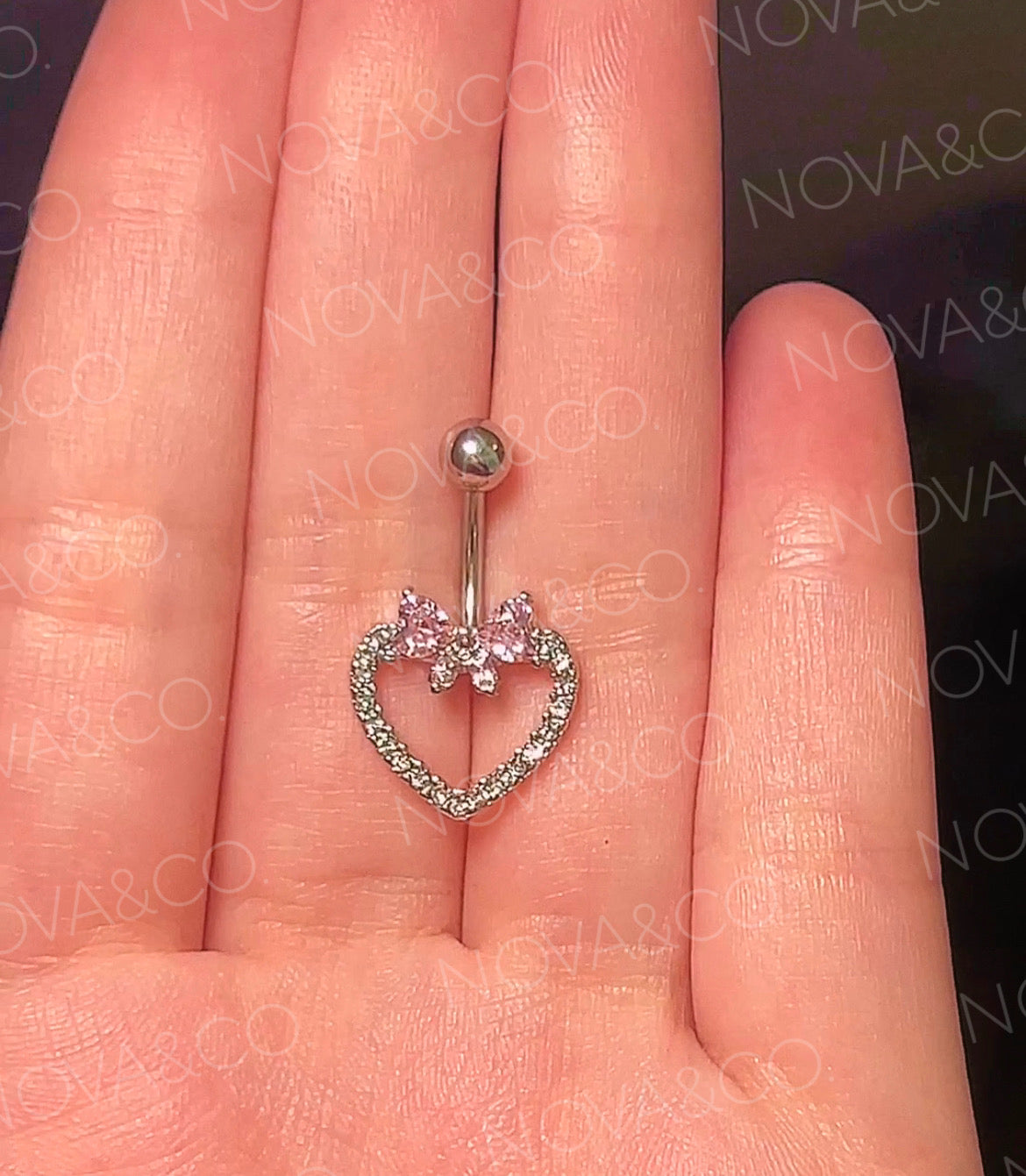 Heart Bow Coquette Belly Ring