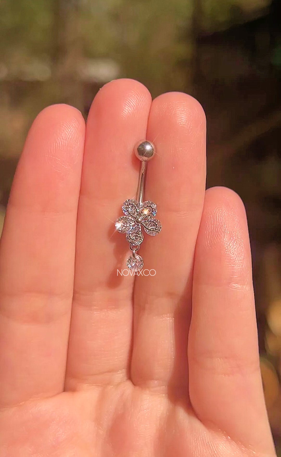 Dainty Flower Dangly Belly Button Ring