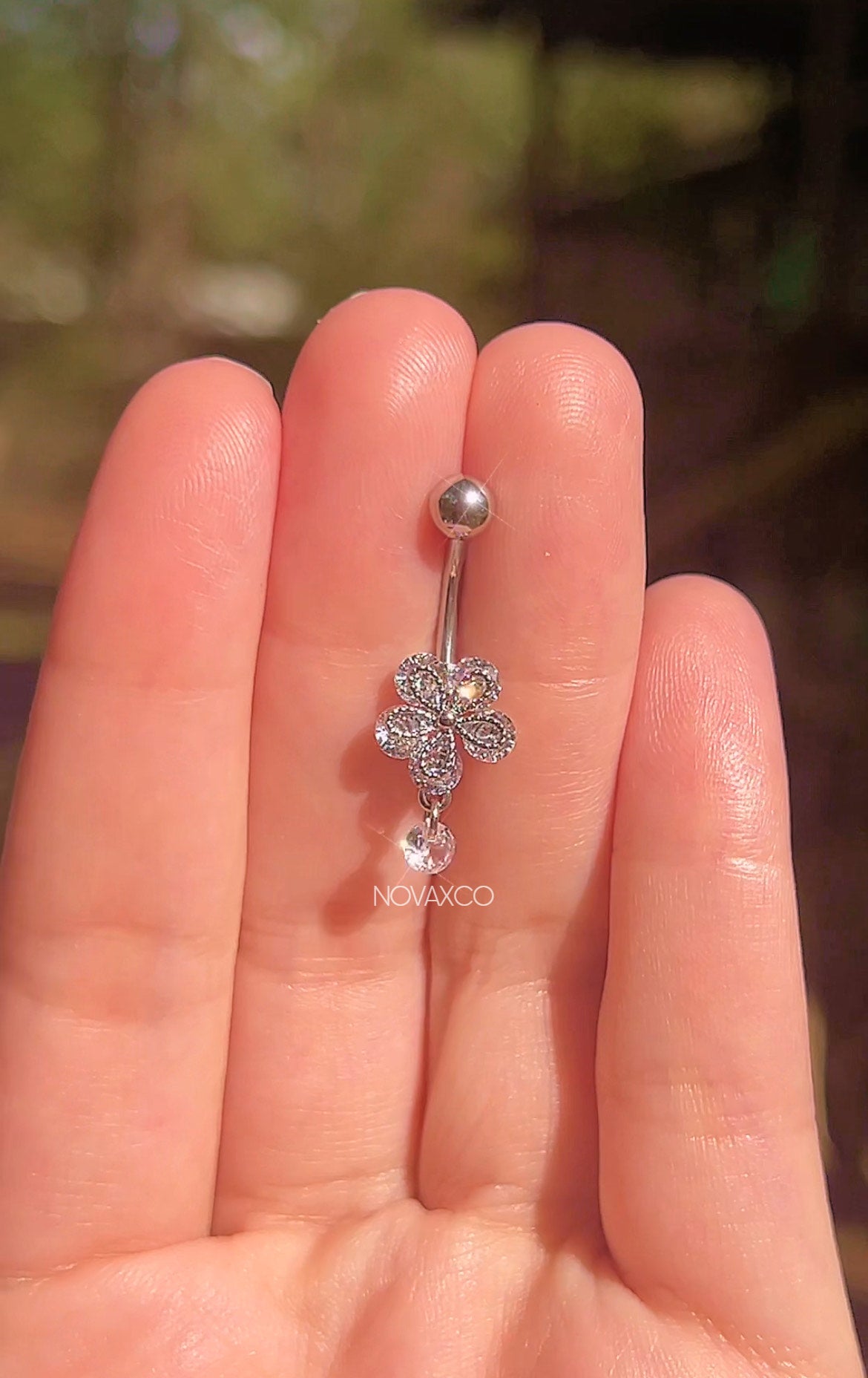 Dainty Flower Dangly Belly Button Ring