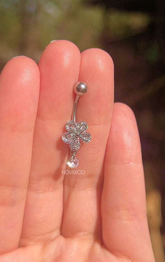 Dainty Flower Dangly Belly Button Ring