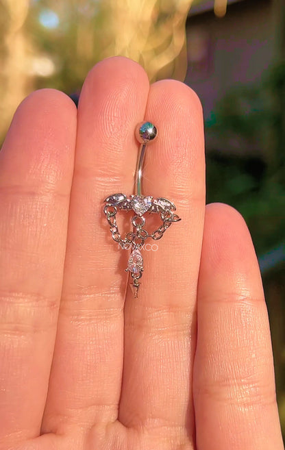 Y2K Angelic Chain Dangle Belly Ring