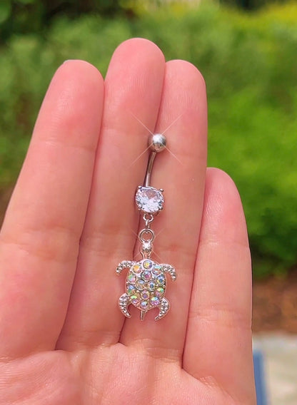 Opal Sea Turtle Belly Ring