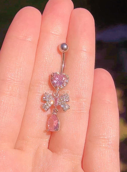 Lolita Heart Bow Dangle Belly Ring