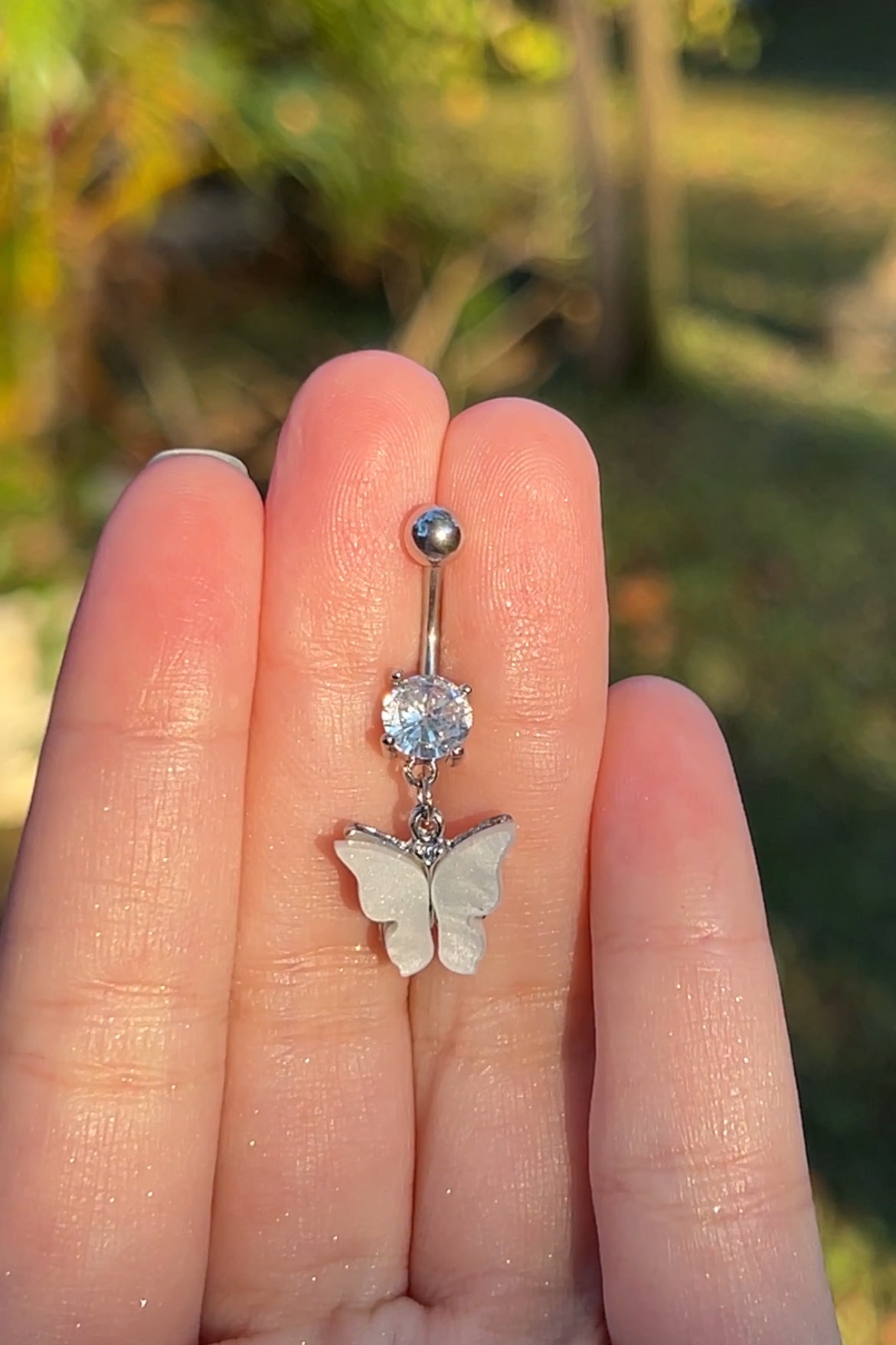Pearlescent Butterfly Belly Ring