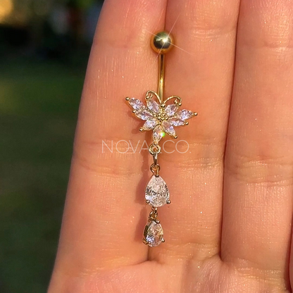 Gold Fairy Butterfly Belly Ring