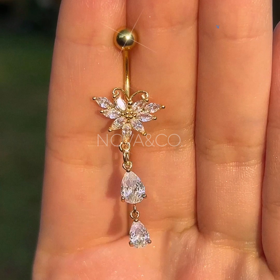 Gold Fairy Butterfly Belly Ring