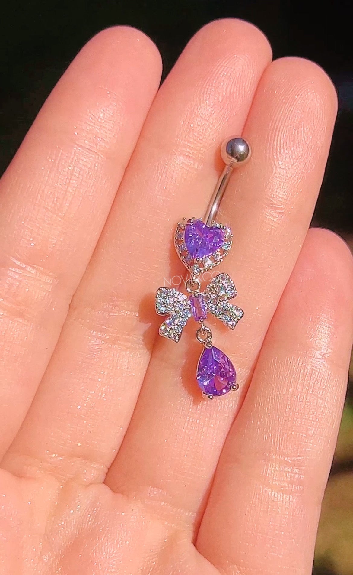 Lolita Heart Bow Dangle Belly Ring
