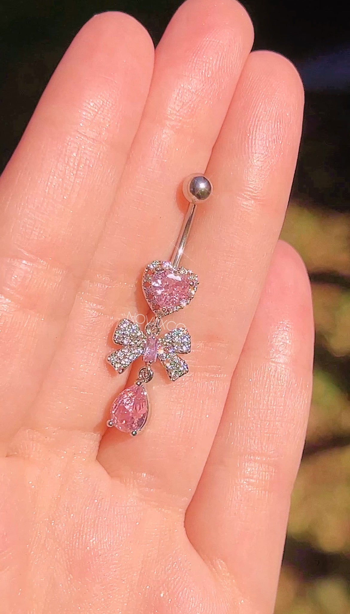 Lolita Heart Bow Dangle Belly Ring