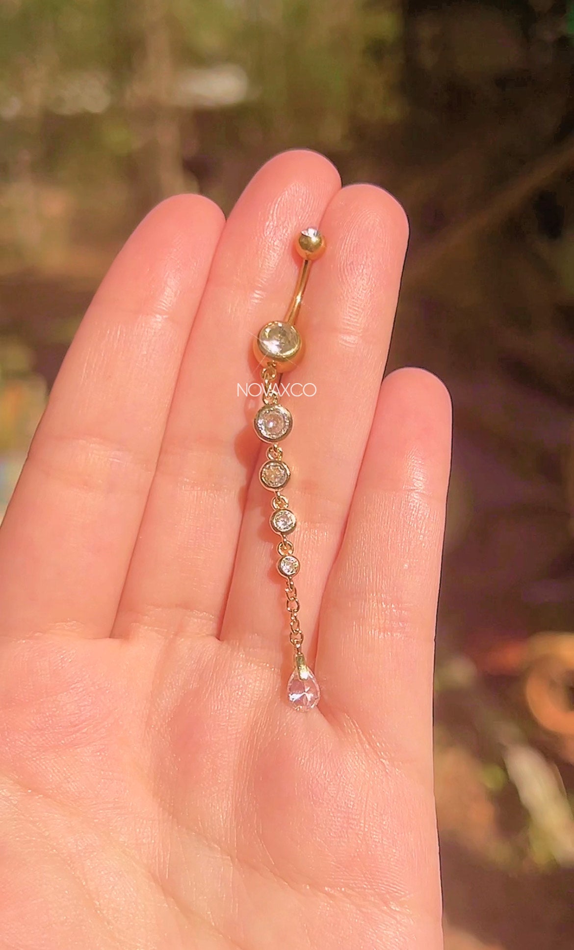Extra Long Teardrop Dangly Belly Button Ring