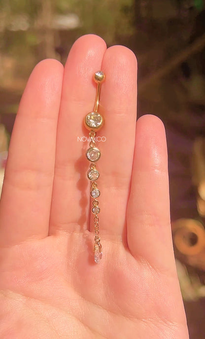 Extra Long Teardrop Dangly Belly Button Ring