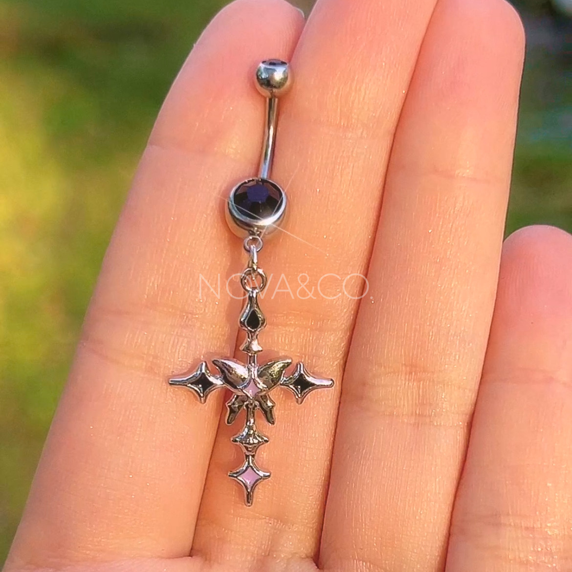 Butterfly Lament Cross Belly Button Ring