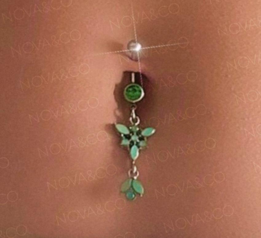 Green Butterfly Belly Ring