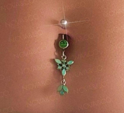 Green Butterfly Belly Ring