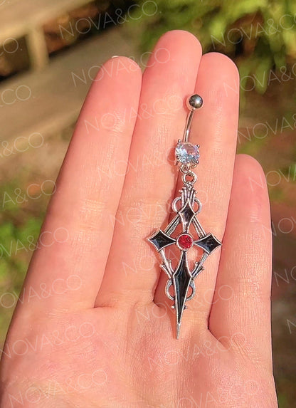 Dark Cross Belly Button Ring