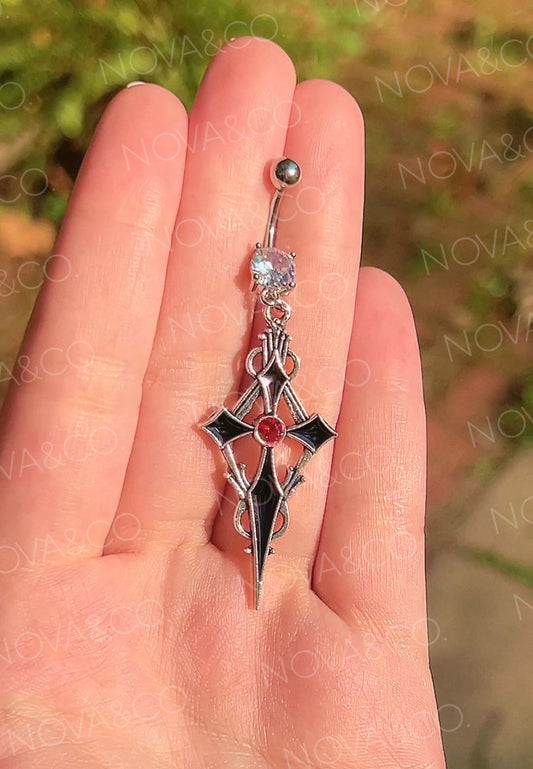 Dark Cross Belly Button Ring