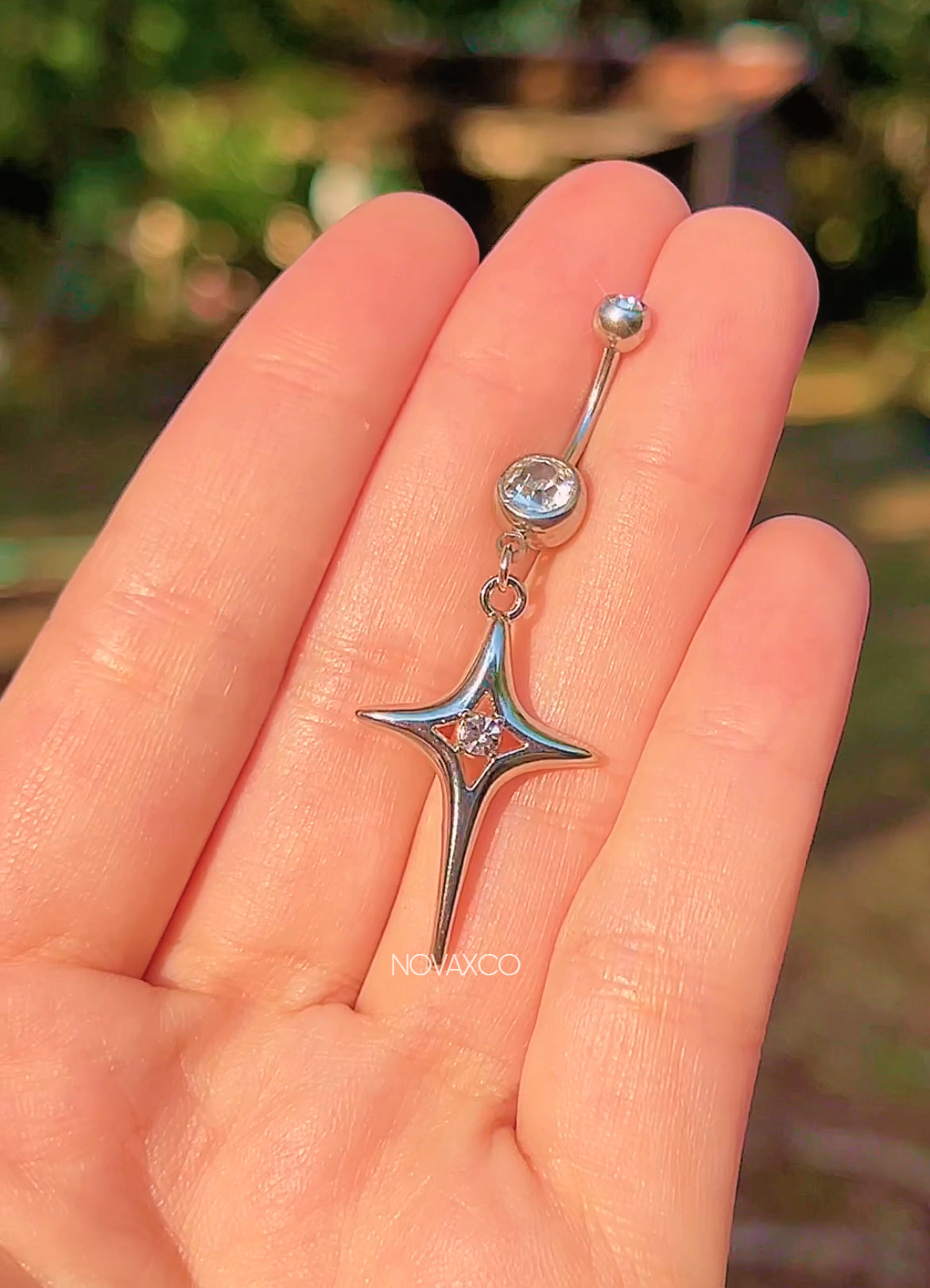 Y2K Cyber Sparkle Star Belly Ring