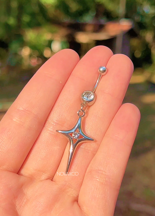 Y2K Cyber Sparkle Star Belly Ring