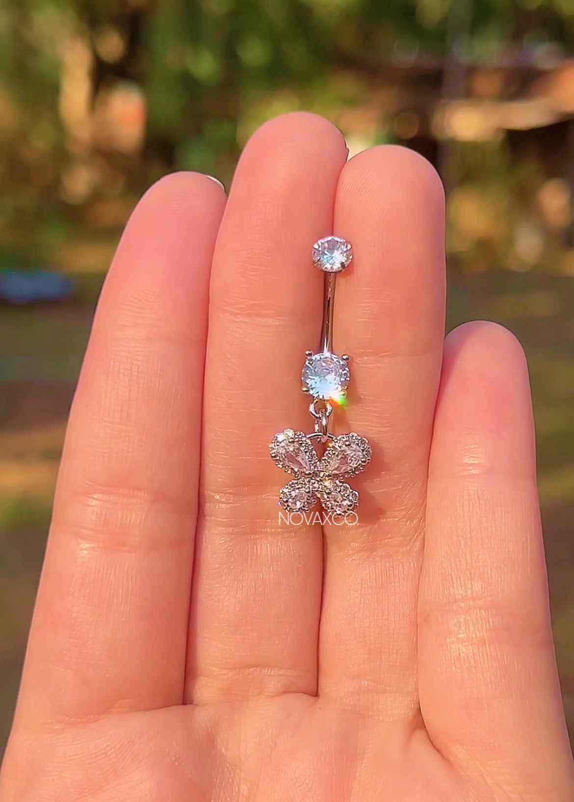 Dainty Dangly Butterfly Titanium Belly Ring