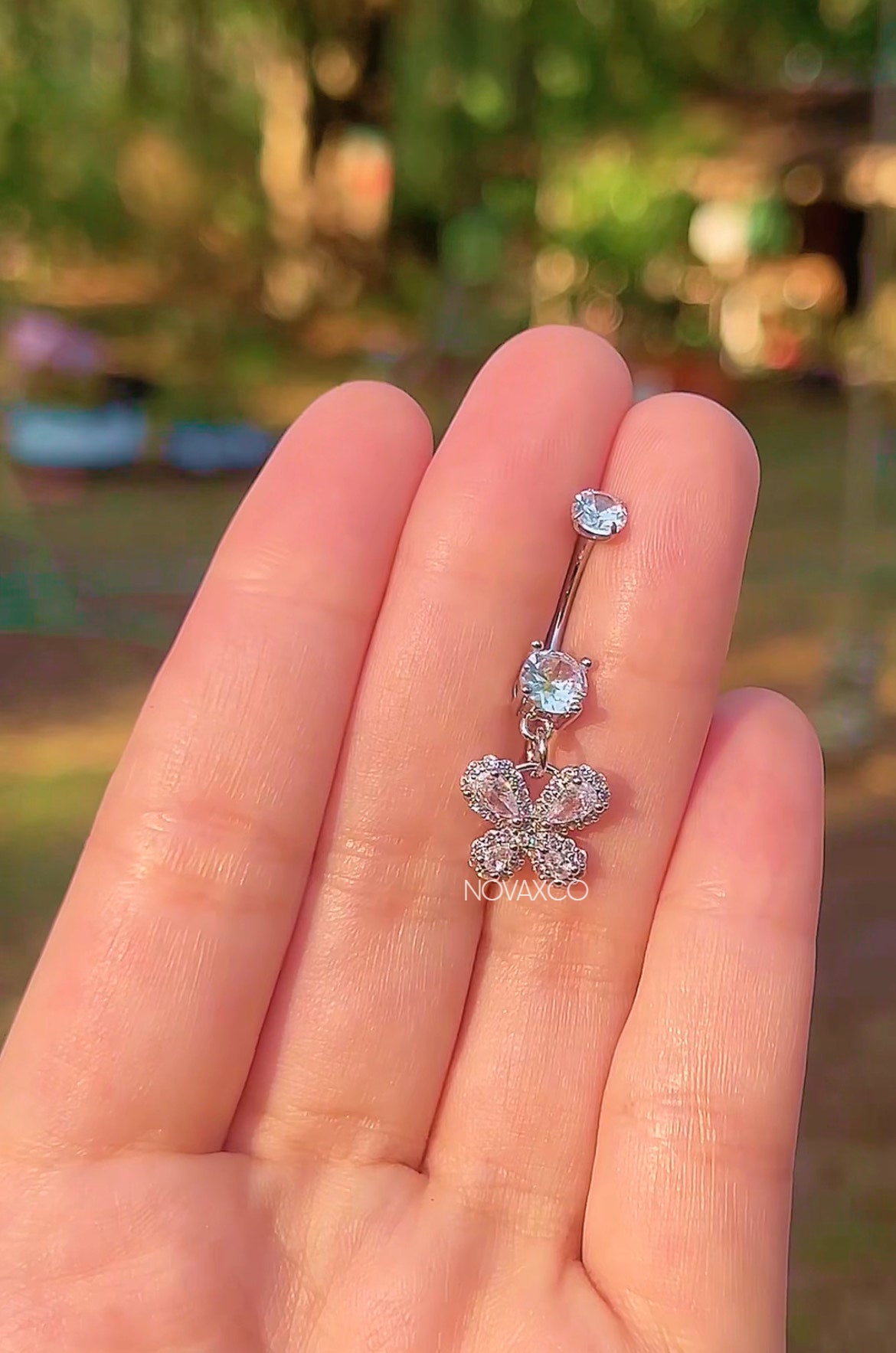 Dainty Dangly Butterfly Titanium Belly Ring