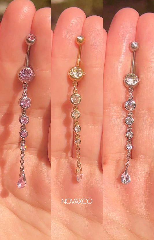 Extra Long Teardrop Dangly Belly Button Ring