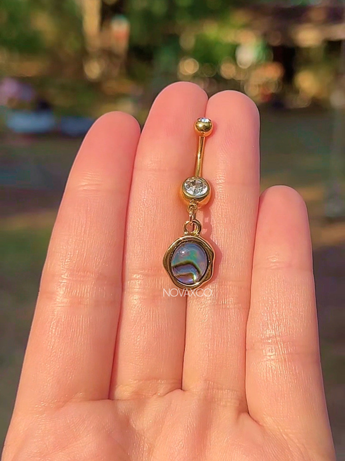Abalone Shell Oval Belly Ring