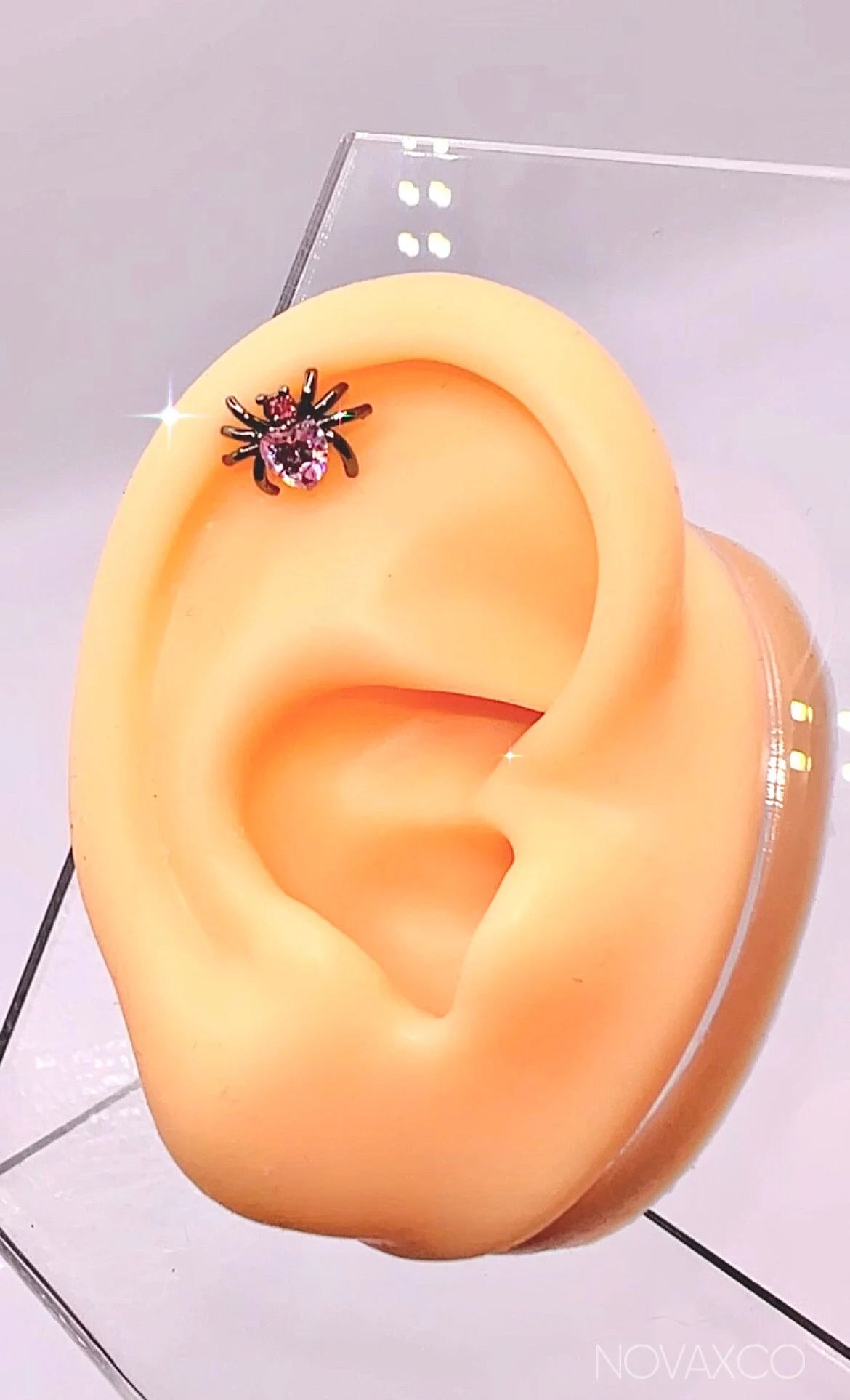 Pink Spider Heart Helix Piercing