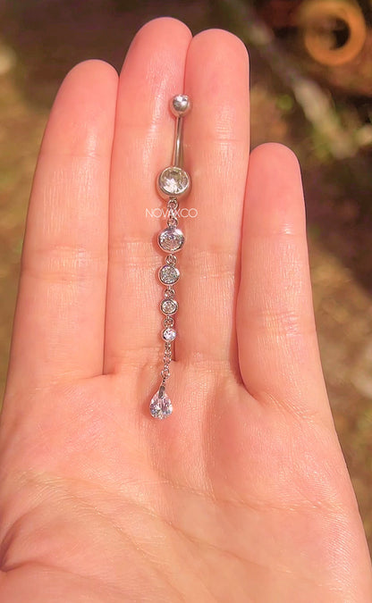 Extra Long Teardrop Dangly Belly Button Ring