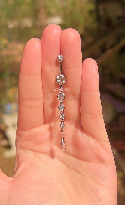 Extra Long Teardrop Dangly Belly Button Ring