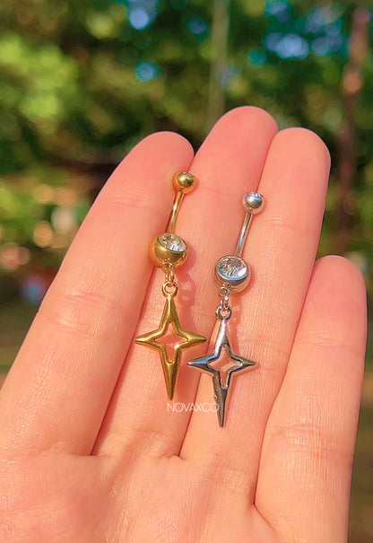 Y2K Minimal Stainless Steel Star Belly Ring