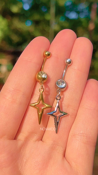 Y2K Minimal Stainless Steel Star Belly Ring