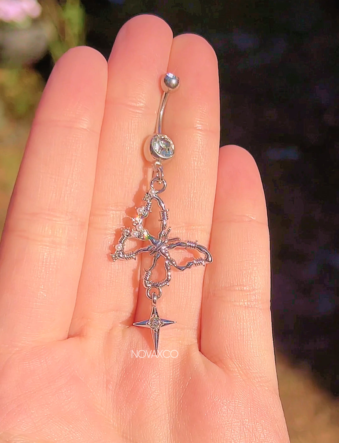 Barbwire Butterfly Dangle Belly Ring