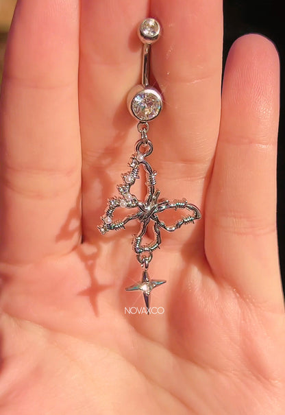 Barbwire Butterfly Dangle Belly Ring