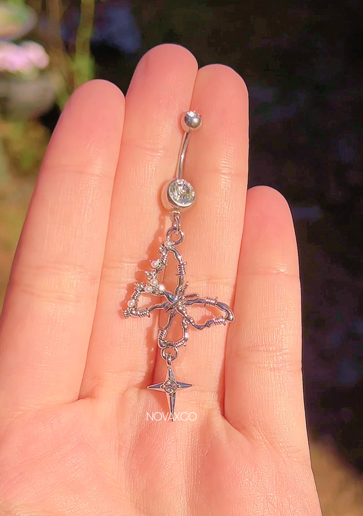 Barbwire Butterfly Dangle Belly Ring