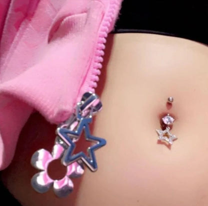 Y2k Star Dangly Belly Ring