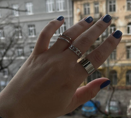 Silver Minimal Ring Set