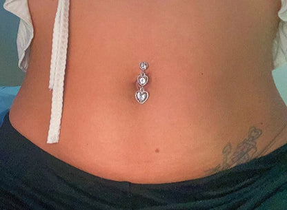 Top Down 3 Heart Belly Ring