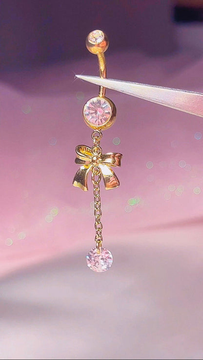 Chain Dangle Bow Belly Ring