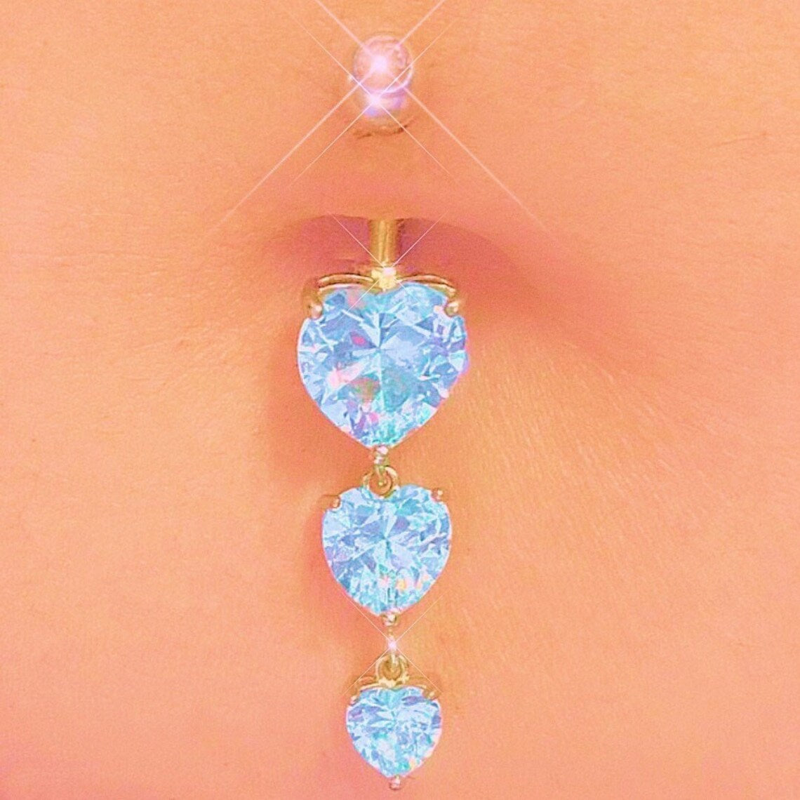 3 Tier Heart Belly Ring