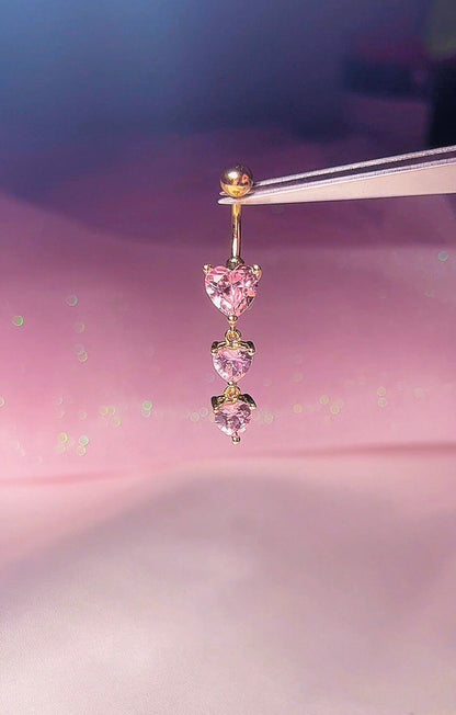 3 Tier Heart Belly Ring