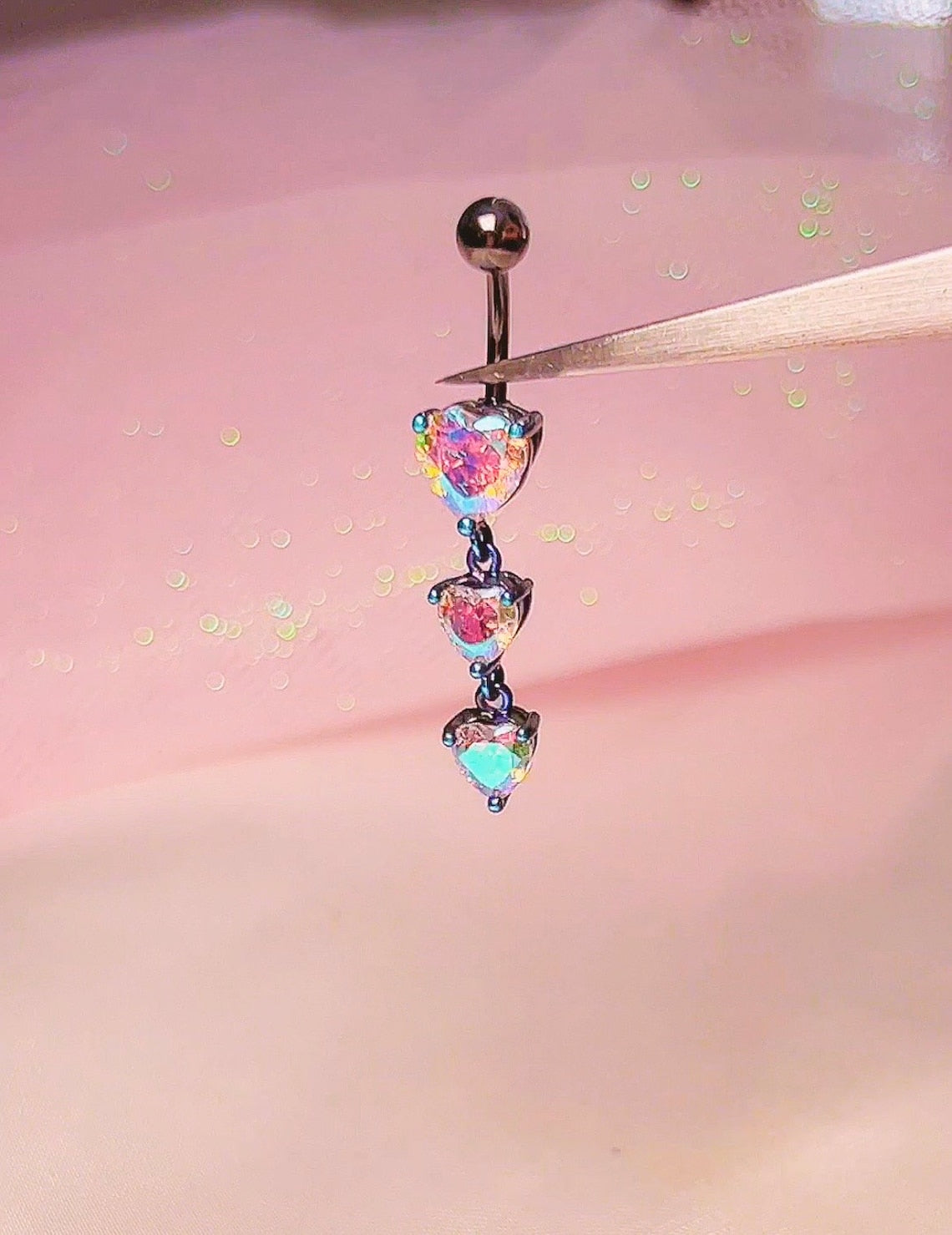 3 Tier Heart Belly Ring