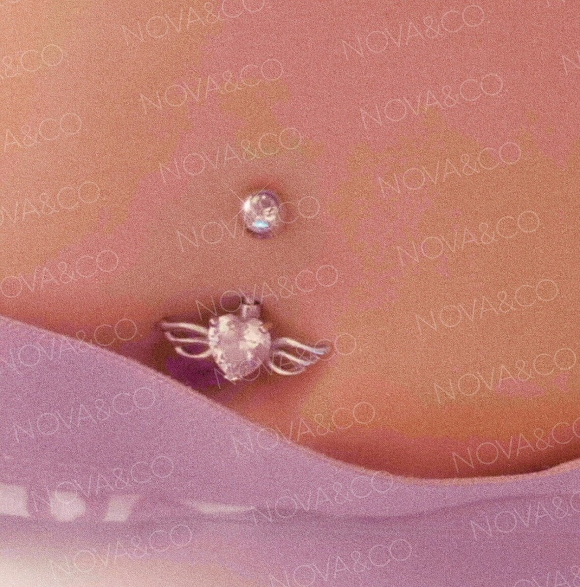 Angel Wing Heart Belly Ring