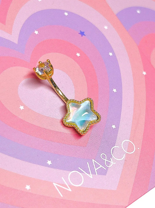 Gold Opalescent Y2K Star Non Dangle Belly Ring