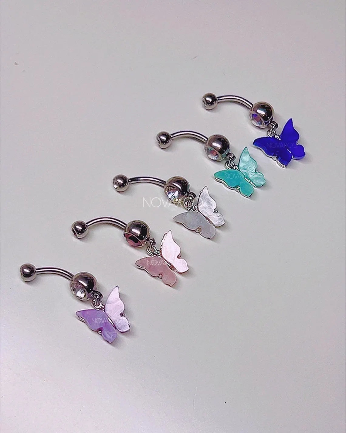 Multicolor Butterfly Charm Dangle Belly Ring