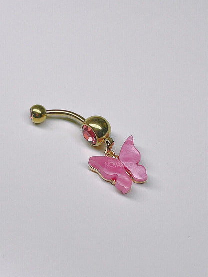 Multicolor Butterfly Charm Dangle Belly Ring