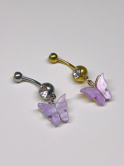 Multicolor Butterfly Charm Dangle Belly Ring