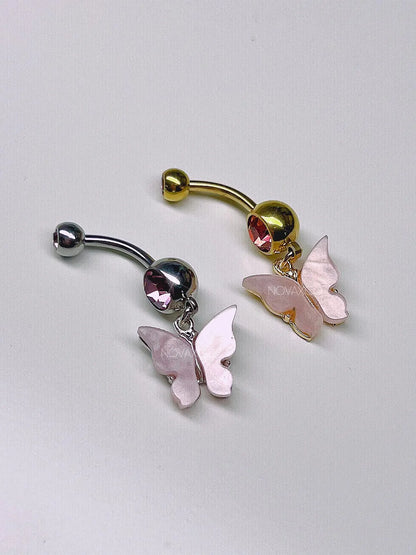 Multicolor Butterfly Charm Dangle Belly Ring