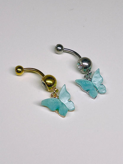 Multicolor Butterfly Charm Dangle Belly Ring